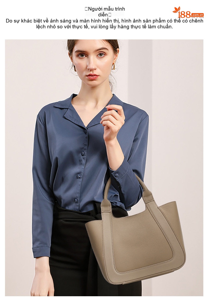 Túi Tote Nữ Da Bò Công Sở Thời Trang Màu Mơ chi tiết 1
