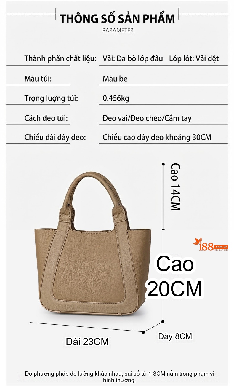 Túi Tote Nữ Da Bò Công Sở Thời Trang Màu Mơ chi tiết 5