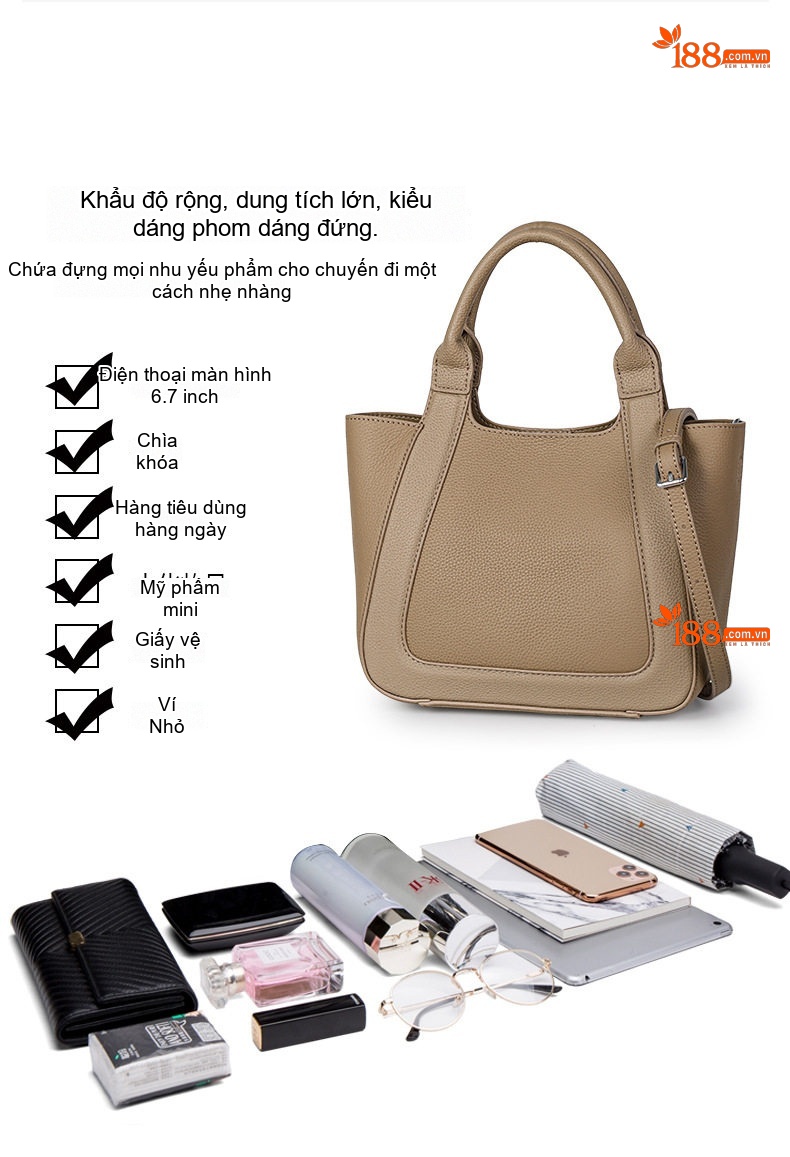 Túi Tote Nữ Da Bò Công Sở Thời Trang Màu Mơ chi tiết 8