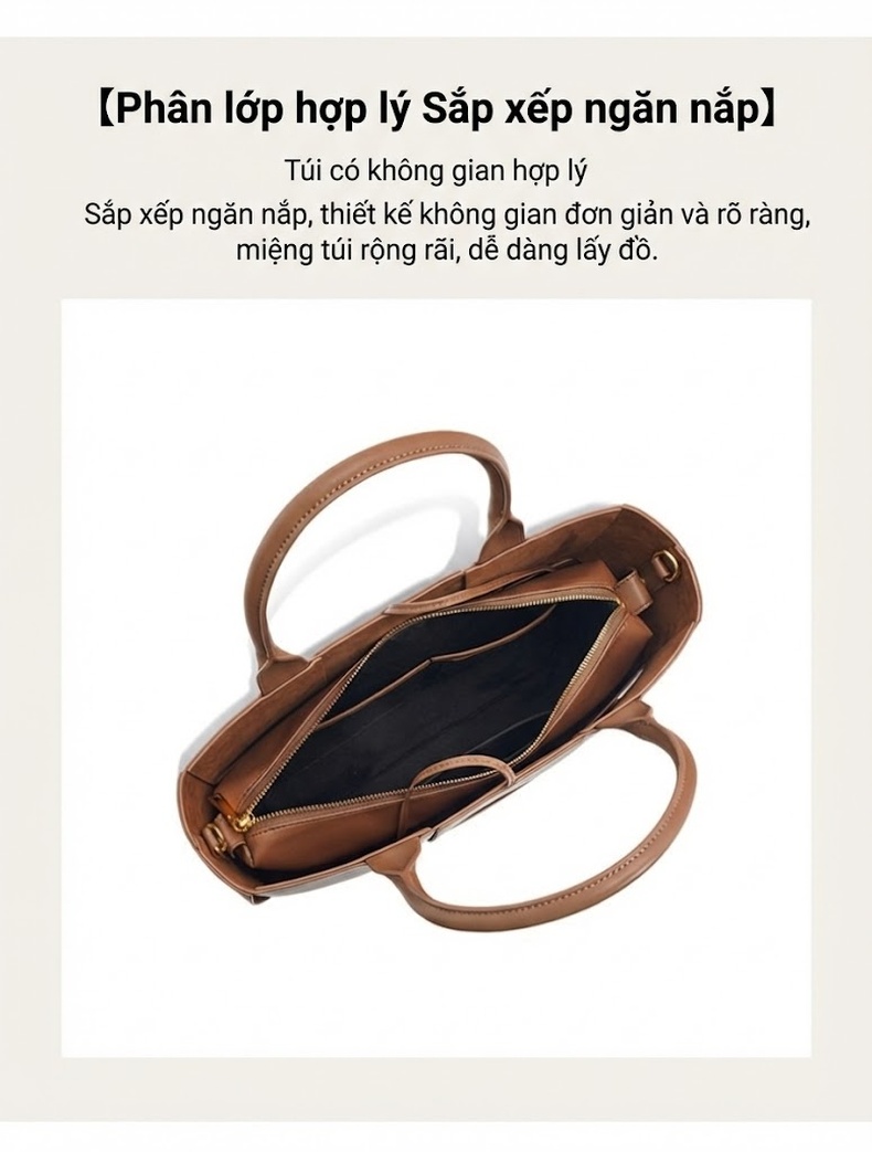 Túi Tote Nữ Da Bò Đan Dây Kiểu Dáng Đơn Giản Màu Nâu chi tiết 5