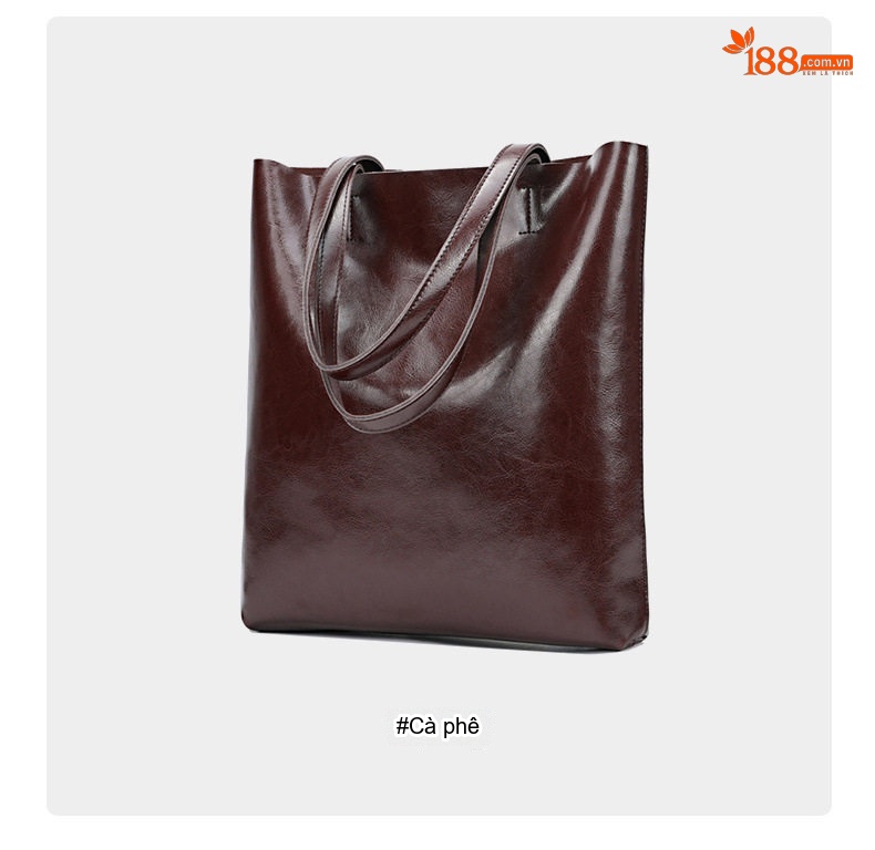Túi Tote Nữ Da Bò Dáng Đứng Cỡ Lớn Phong Cách Retro Màu Nâu chi tiết 35