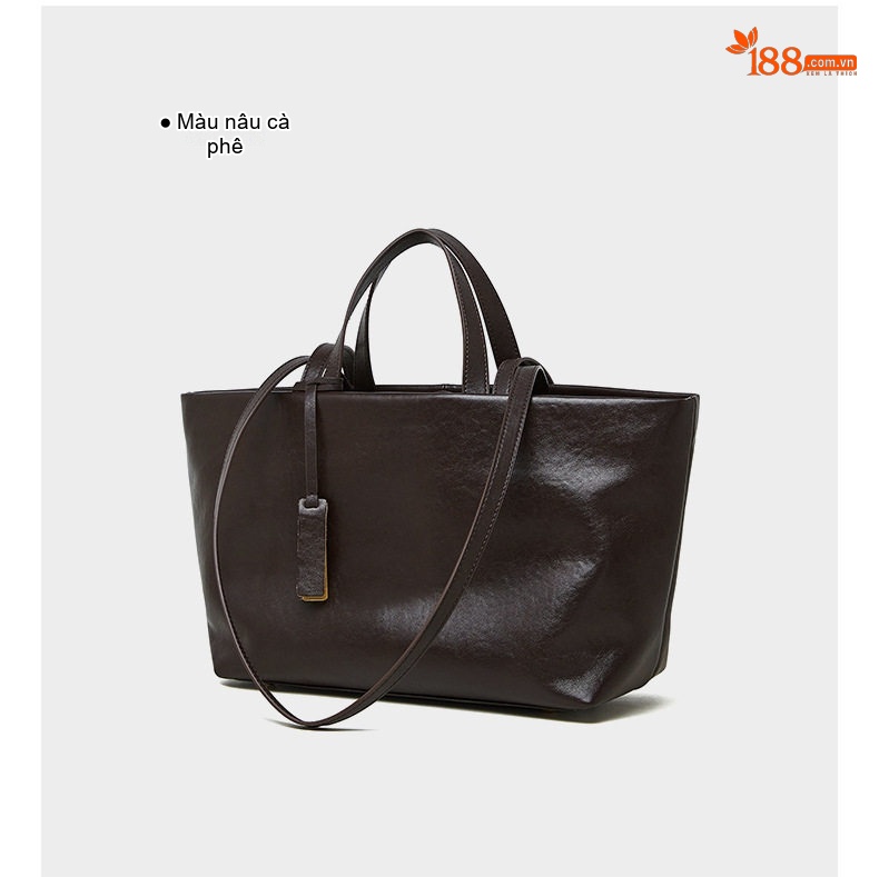 Túi Tote Nữ Da Bò Đeo Vai/Đeo Chéo/Kẹp Nách Cỡ Lớn Phong Cách Retro Màu Đen, Nâu chi tiết 27