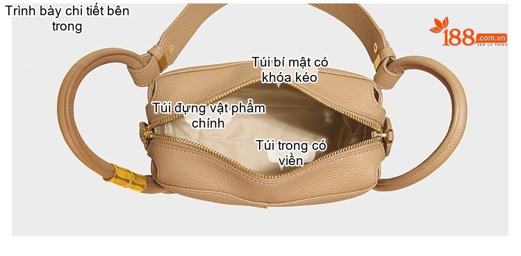 Túi Tote Nữ Da Bò Đeo Vai Phong Cách Thanh Lịch Màu Kem chi tiết 7