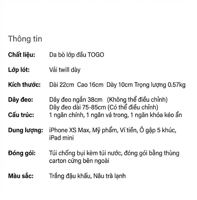 Túi Tote Nữ Da Bò Đeo Vai Phong Cách Thanh Lịch Màu Kem chi tiết 3
