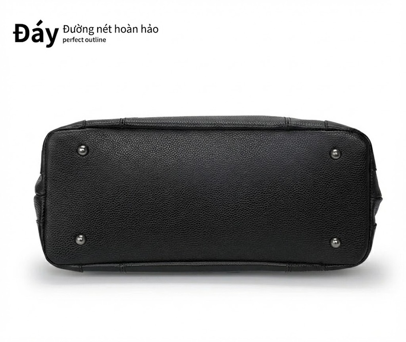 Túi Tote Nữ Da Bò Đeo Vai, Xách Tay, Dung Tích Lớn Màu Đen chi tiết 13