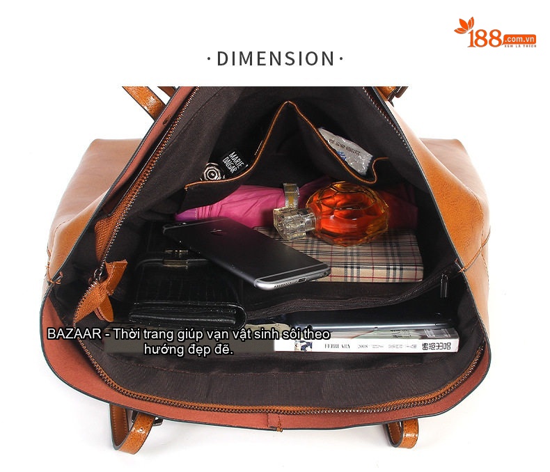 Túi Tote Nữ Da Bò Đựng Laptop Công Sở Thiết Kế Đơn Giản Màu Nâu chi tiết 7