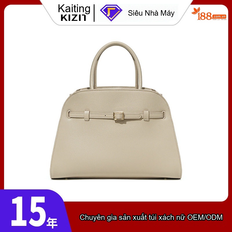 Túi Tote Nữ Da Bò Dung Tích Lớn Phong Cách Công Sở Màu Be