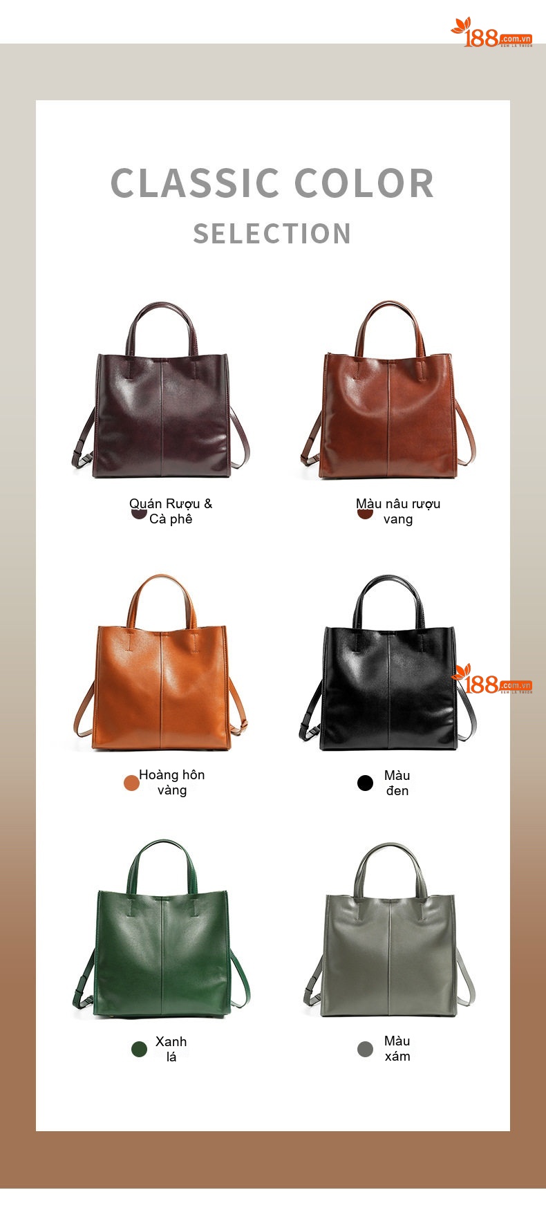 Túi Tote Nữ Da Bò Dung Tích Lớn Thời Trang Cao Cấp Màu Nâu Đỏ chi tiết 5