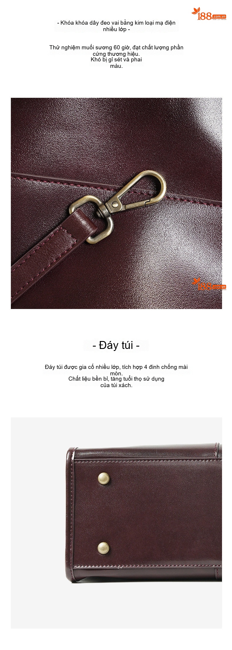 Túi Tote Nữ Da Bò Dung Tích Lớn Thời Trang Cao Cấp Màu Nâu Đỏ chi tiết 20
