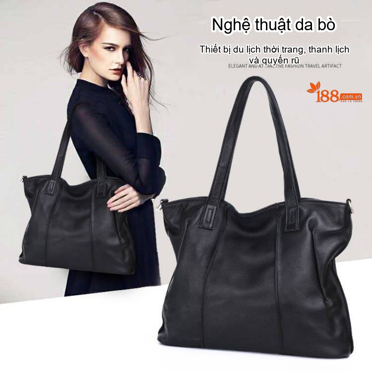 Túi Tote Nữ Da Bò Dung Tích Lớn Túi Đeo Vai Thời Trang Túi Xách Tay Màu Đen