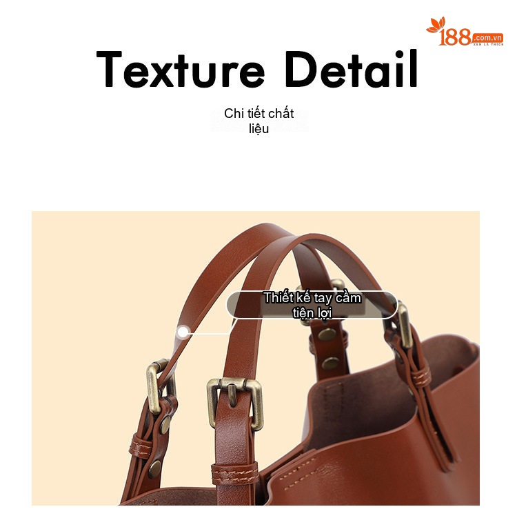 Túi Tote Nữ Da Bò Đựng Vừa A4 Sức Chứa Lớn Phong Cách Công Sở Đeo Vai, Đeo Chéo Màu Nâu chi tiết 5