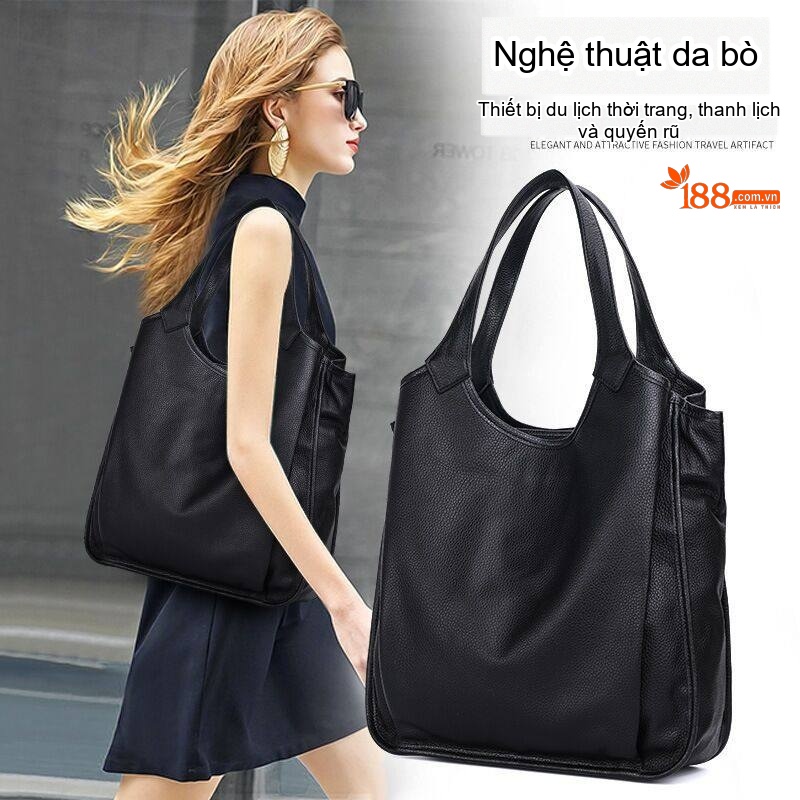 Túi Tote Nữ Da Bò Đựng Vừa A4 Thời Trang Màu Đỏ, Đen