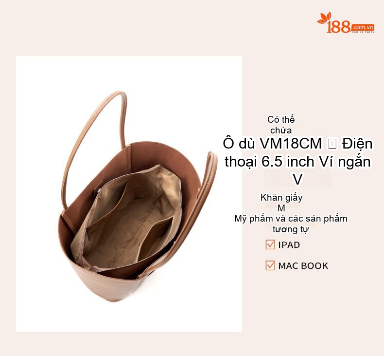 Túi Tote Nữ Da Bò Đựng Vừa A4, Túi Đeo Vai Công Sở Dung Tích Lớn Màu Nâu, Đen, Be chi tiết 24