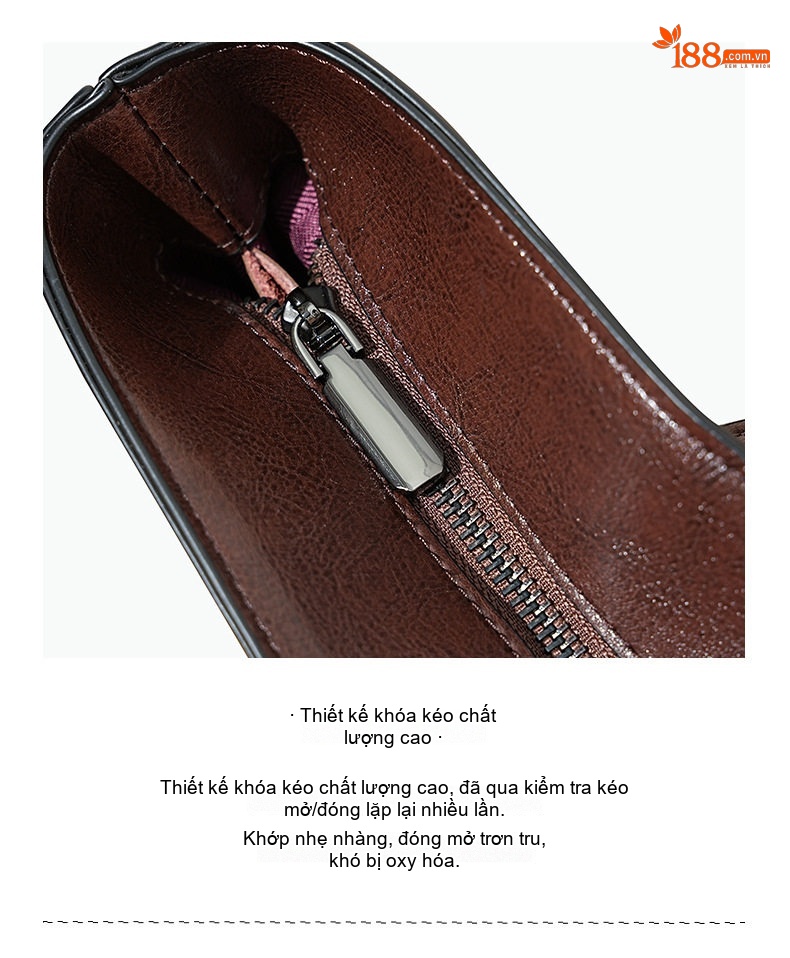 Túi Tote Nữ Da Bò Đựng Vừa Laptop Phong Cách Âu Mỹ Màu Nâu chi tiết 13