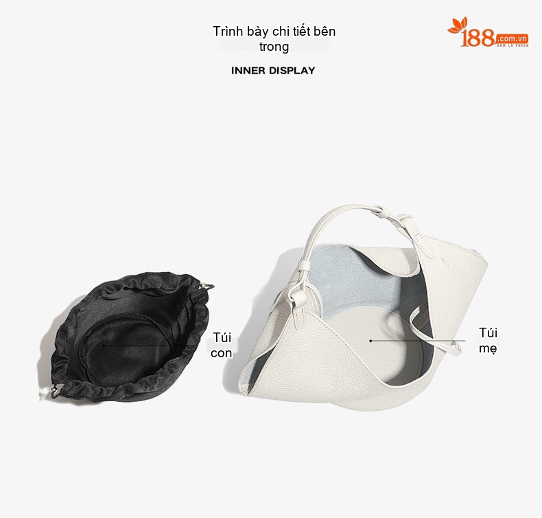 Túi Tote Nữ Da Bò Lớn Đựng Vừa A4 Kiểu Dáng Giỏ Xách Màu Trắng, Đen, Vàng chi tiết 8