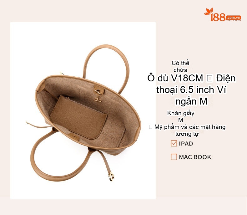 Túi Tote Nữ Da Bò Lớn Form Cứng Cao Cấp Màu Nâu, Kem, Đen chi tiết 7