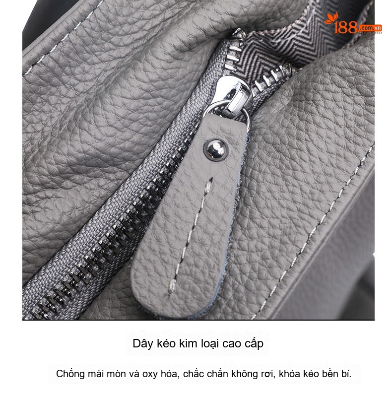 Túi Tote Nữ Da Bò Mềm Mại Sức Chứa Lớn Đeo Vai Đi Làm Hàng Ngày Màu Xám chi tiết 20