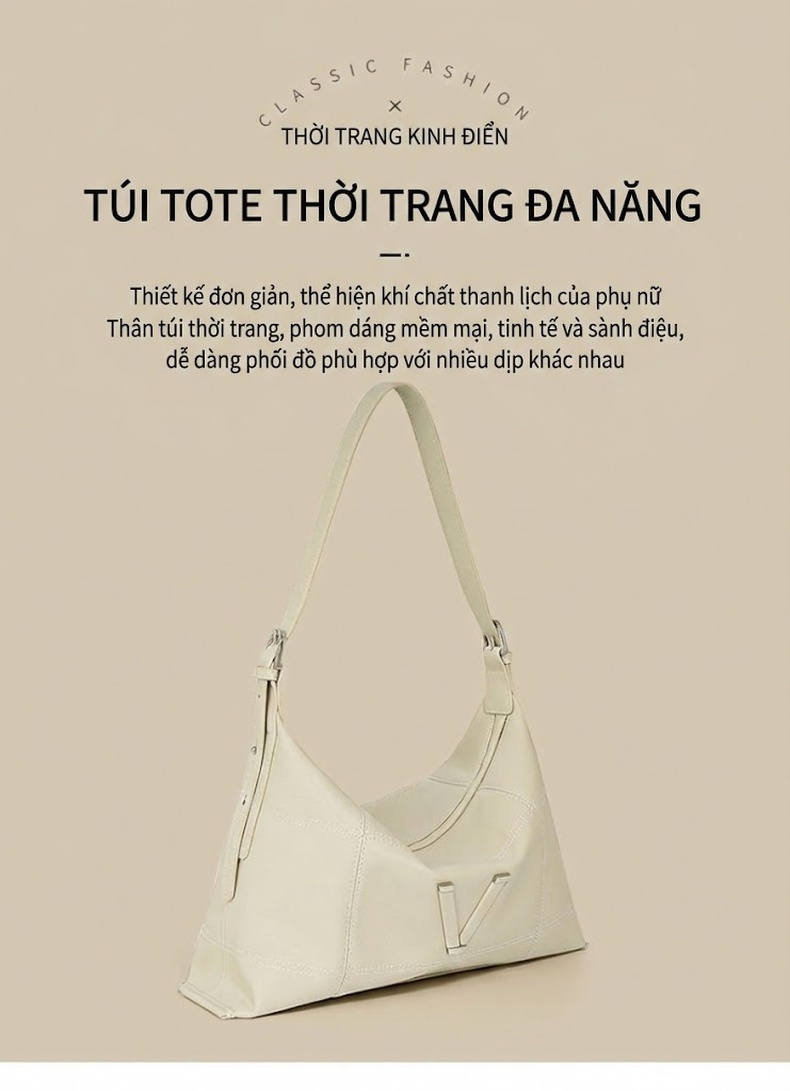 Túi Tote Nữ Da Bò Sức Chứa Lớn Đeo Vai Công Sở Thời Trang chi tiết 1