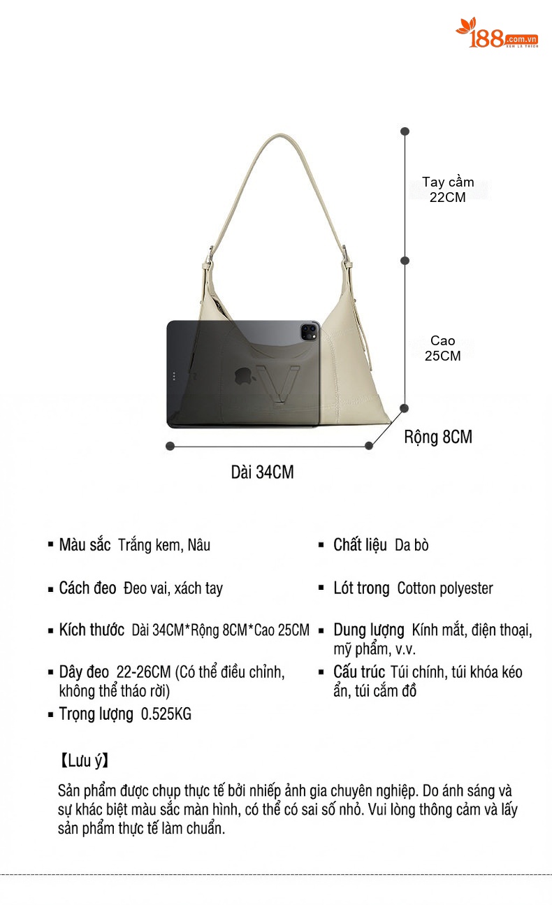 Túi Tote Nữ Da Bò Sức Chứa Lớn Đeo Vai Công Sở Thời Trang chi tiết 3