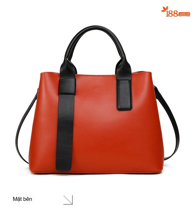 Túi Tote Nữ Da Bò Sức Chứa Lớn Đeo Vai Đeo Chéo Thời Trang Màu Cam, Đen chi tiết 10