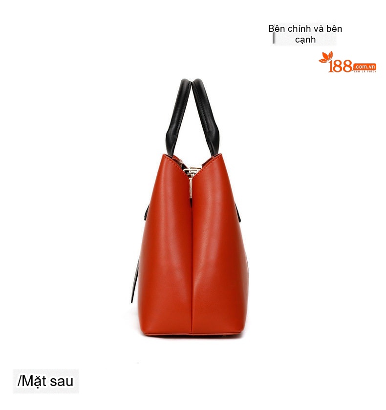 Túi Tote Nữ Da Bò Sức Chứa Lớn Đeo Vai Đeo Chéo Thời Trang Màu Cam, Đen chi tiết 12