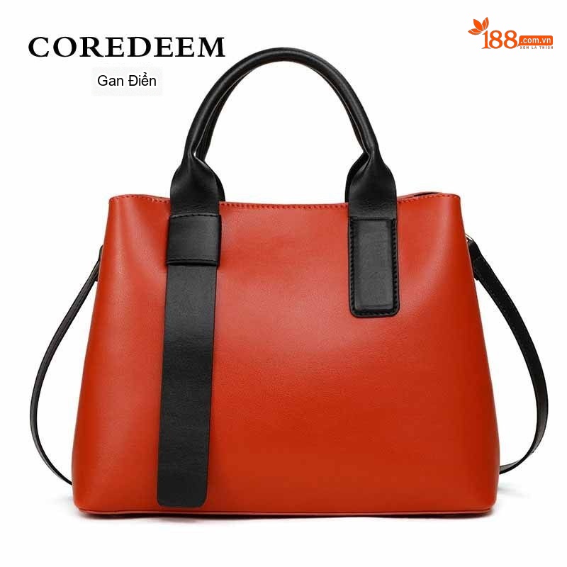Túi Tote Nữ Da Bò Sức Chứa Lớn Đeo Vai Đeo Chéo Thời Trang Màu Cam, Đen