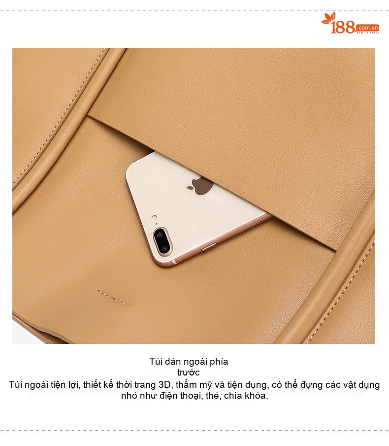 Túi Tote Nữ Da Bò Sức Chứa Lớn Đựng Laptop Đi Làm Công Sở Màu Be chi tiết 14