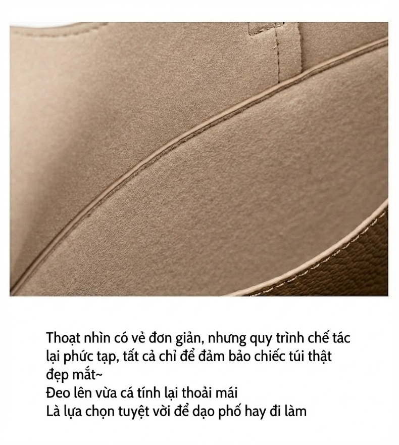 Túi Tote Nữ Da Bò Sức Chứa Lớn Phong Cách Công Sở Màu Nâu, Đen chi tiết 26
