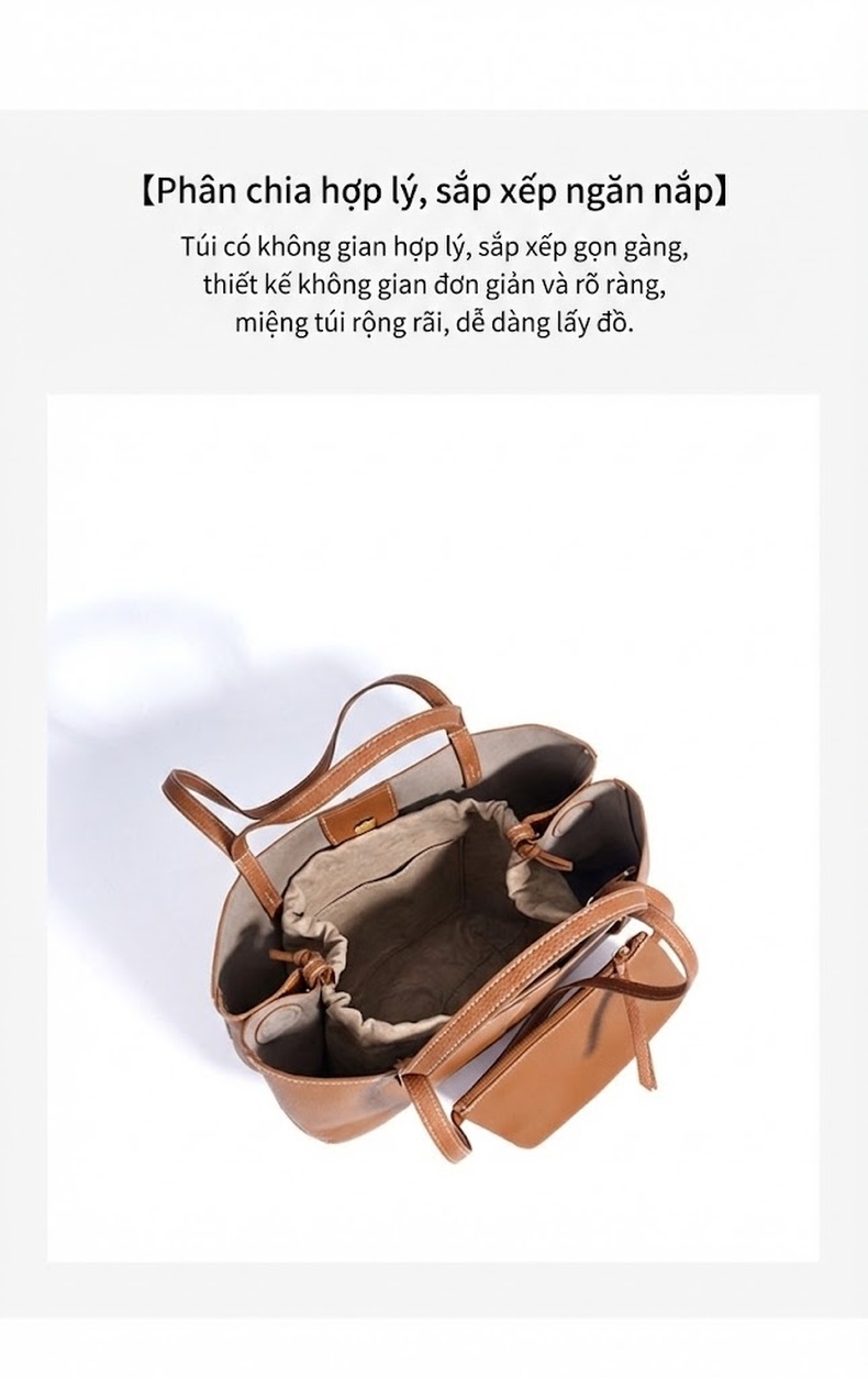 Túi Tote Nữ Da Bò Thiết Kế Cánh Tiên Độc Đáo Màu Nâu chi tiết 10