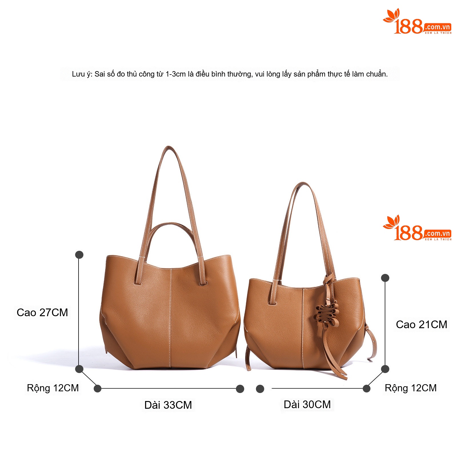 Túi Tote Nữ Da Bò Thiết Kế Cánh Tiên Độc Đáo Màu Nâu