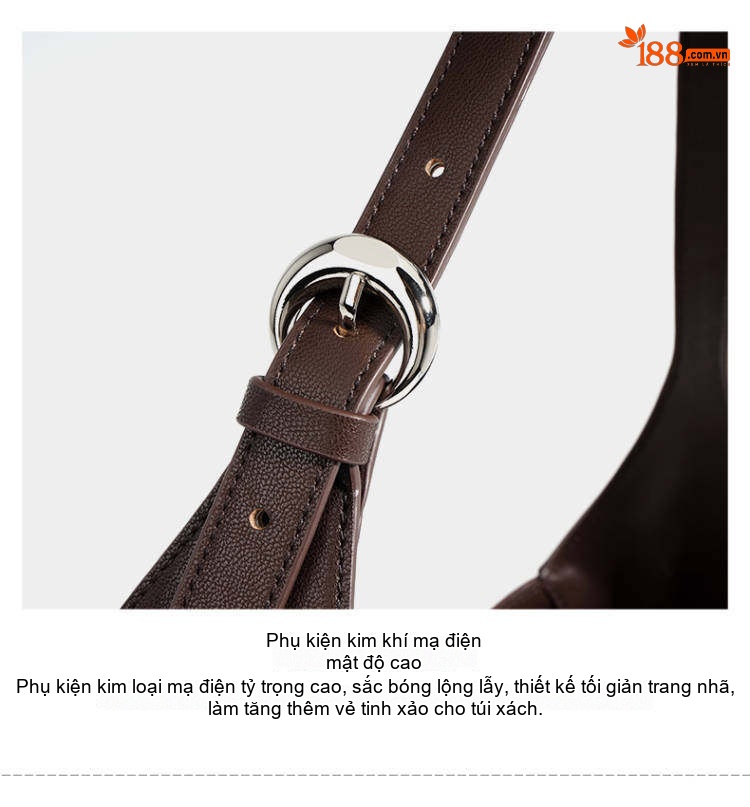 Túi Tote Nữ Da Bò Thiết Kế Độc Đáo Đeo Vai, Đeo Chéo, Kẹp Nách Cao Cấp Màu Nâu, Kem chi tiết 15