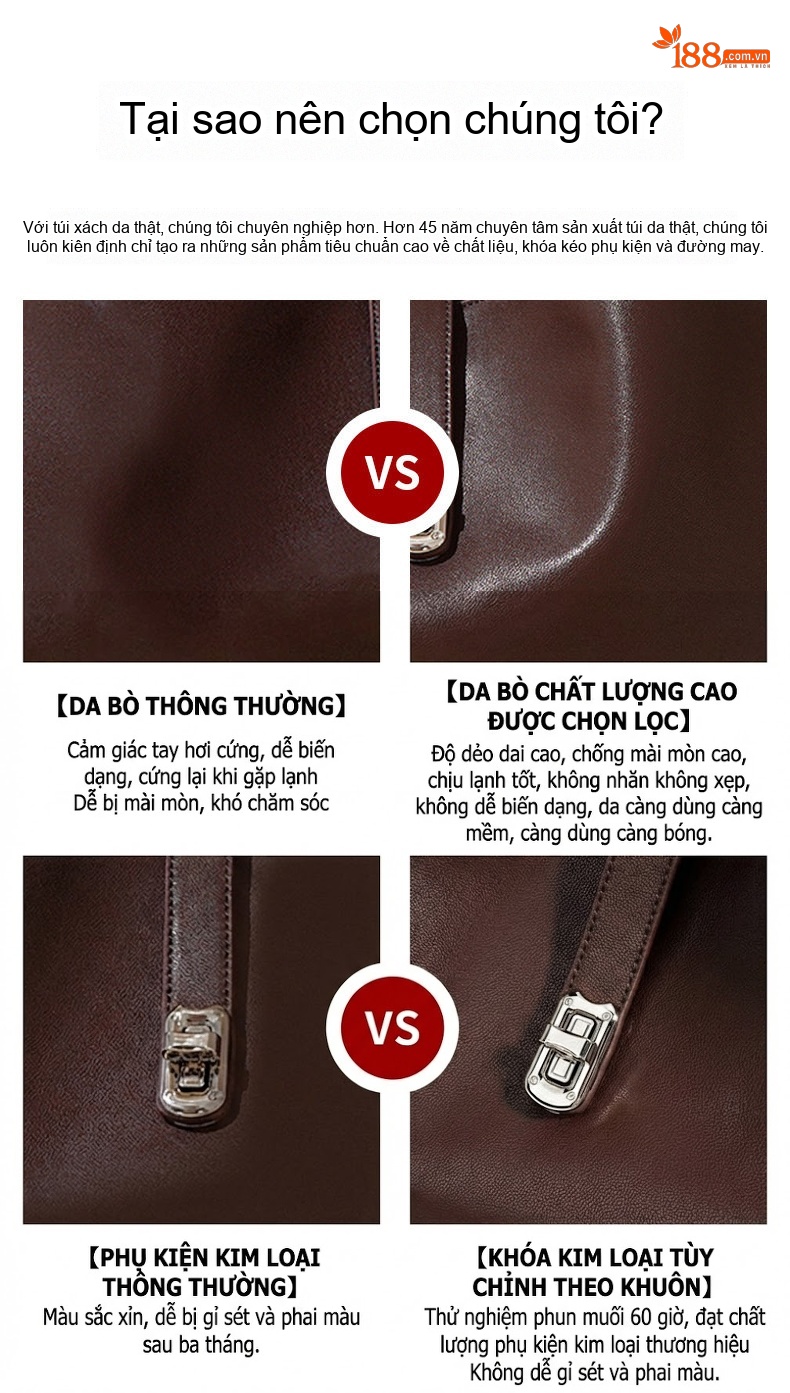Túi Tote Nữ Da Bò Thiết Kế Độc Đáo Đeo Vai, Đeo Chéo, Kẹp Nách Cao Cấp Màu Nâu, Kem chi tiết 3