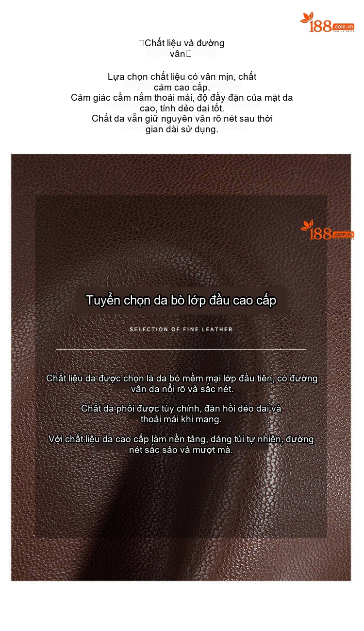 Túi Tote Nữ Da Bò Thiết Kế Độc Đáo Đeo Vai, Đeo Chéo, Kẹp Nách Cao Cấp Màu Nâu, Kem chi tiết 10