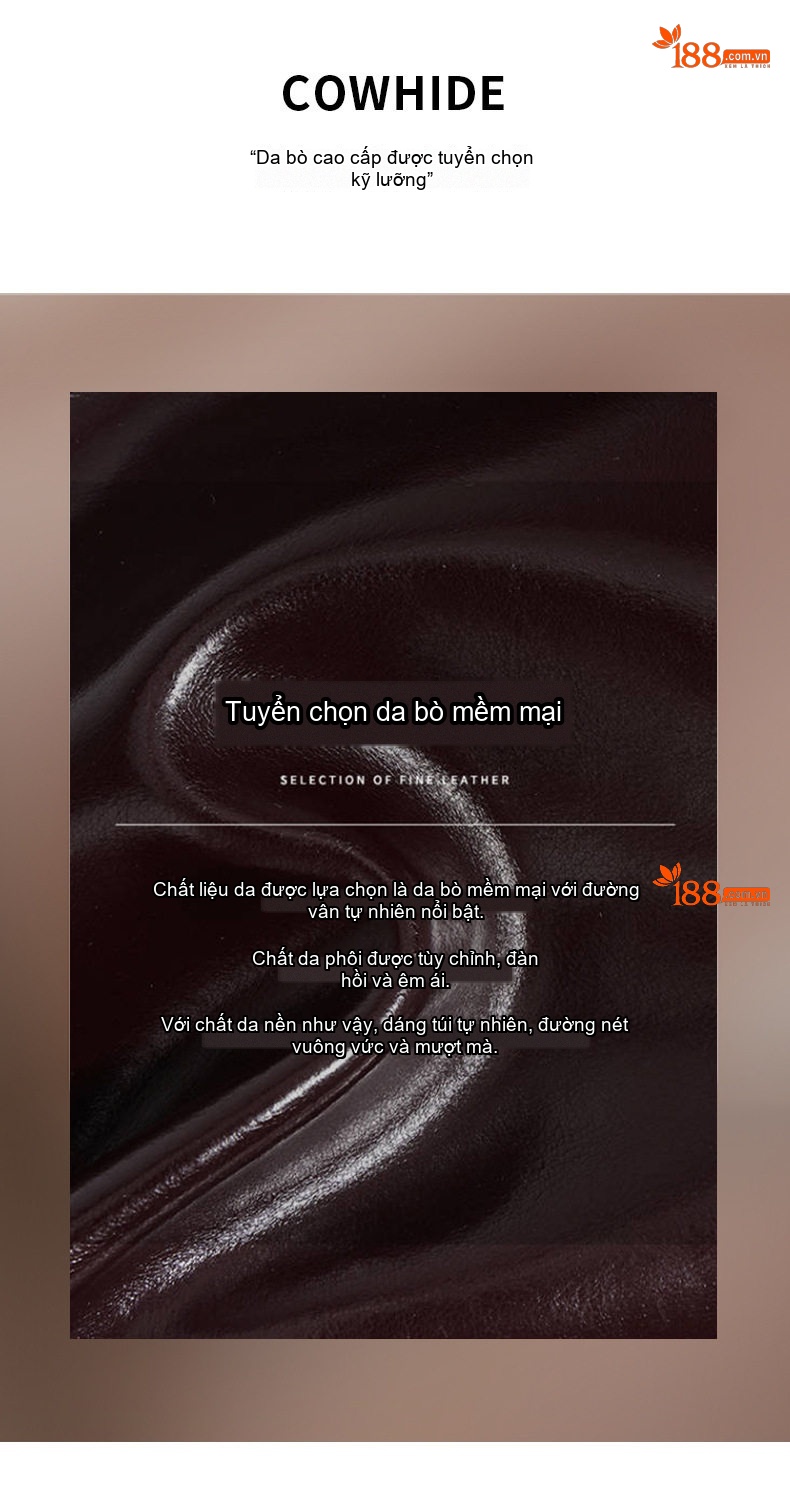 Túi Tote Nữ Da Bò Thiết Kế Độc Đáo Sức Chứa Lớn Đeo Vai, Đeo Nách Màu Nâu, Đen chi tiết 7