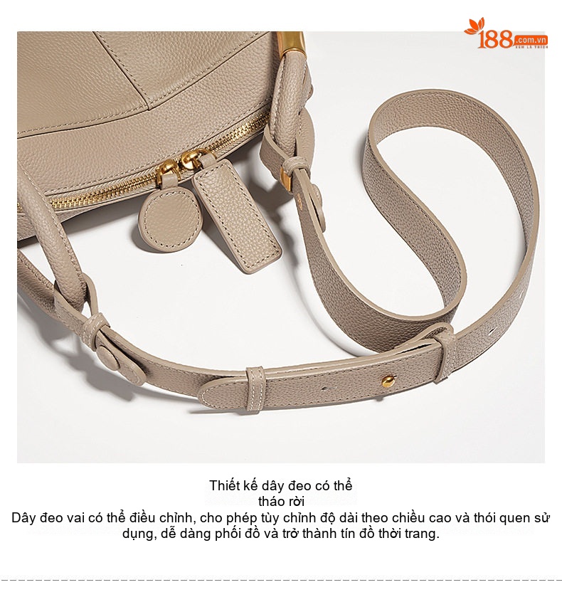 Túi Tote Nữ Da Bò Thiết Kế Tối Giản, Đeo Vai, Xách Tay Màu Be chi tiết 9