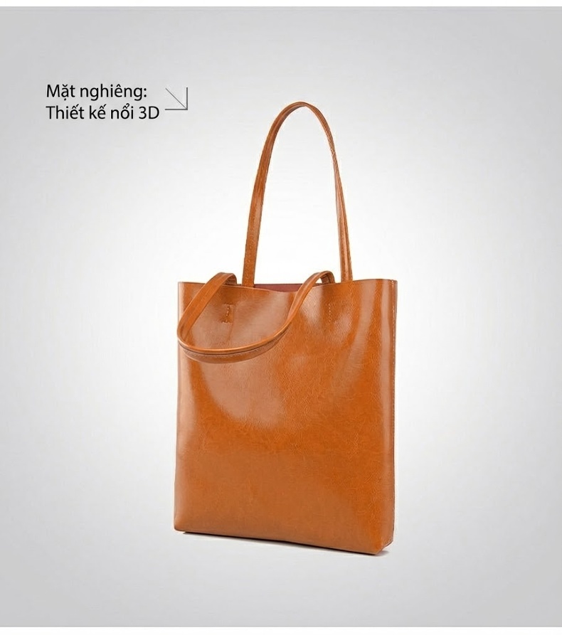 Túi Tote Nữ Da Bò Thời Trang, Túi Xách Tay Nữ Da Thật Sức Chứa Lớn Màu Nâu, Đen chi tiết 13