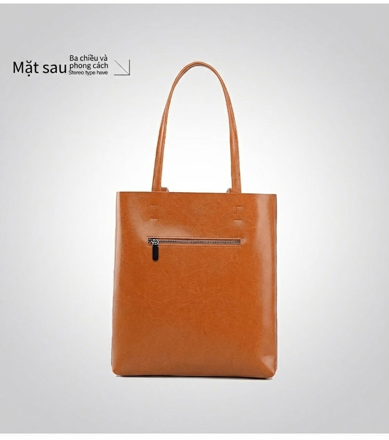 Túi Tote Nữ Da Bò Thời Trang, Túi Xách Tay Nữ Da Thật Sức Chứa Lớn Màu Nâu, Đen chi tiết 15