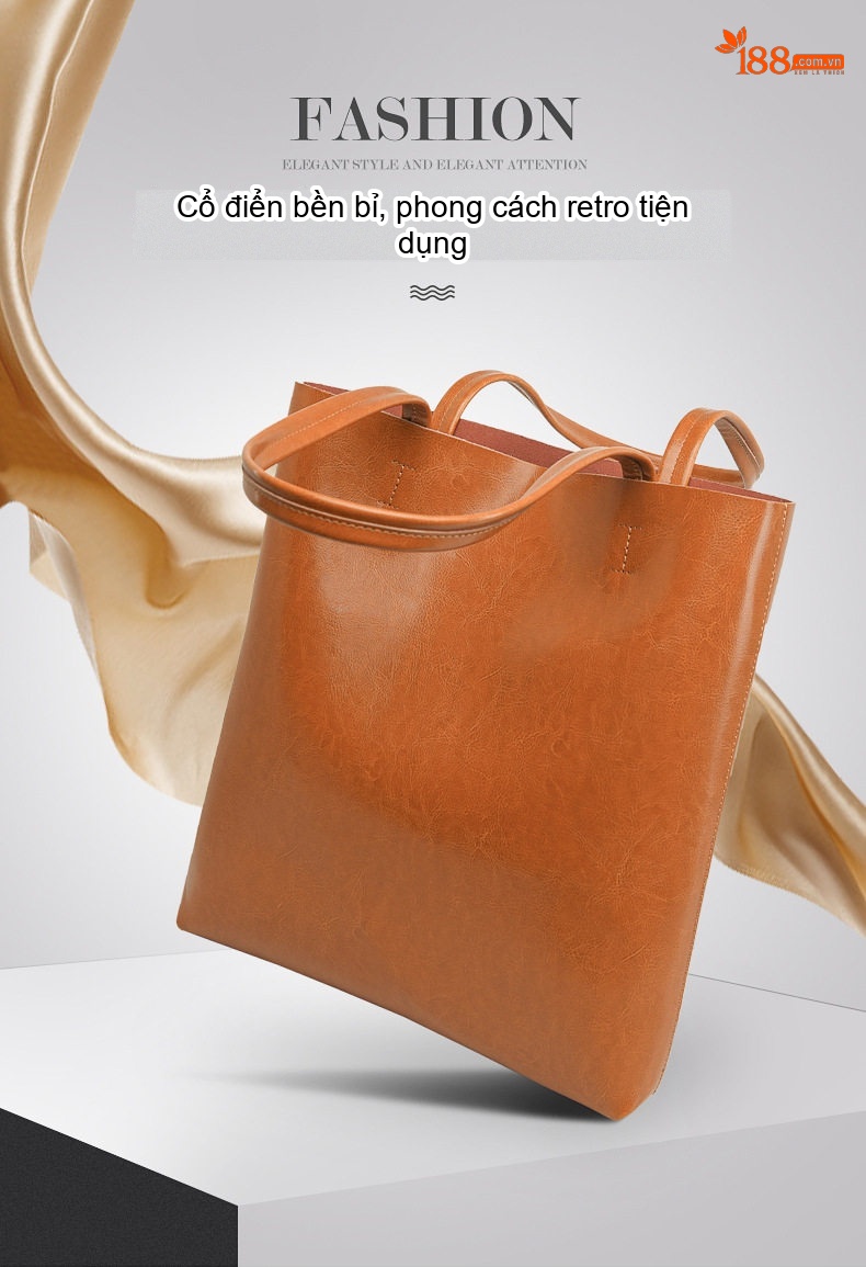 Túi Tote Nữ Da Bò Thời Trang, Túi Xách Tay Nữ Da Thật Sức Chứa Lớn Màu Nâu, Đen chi tiết 1