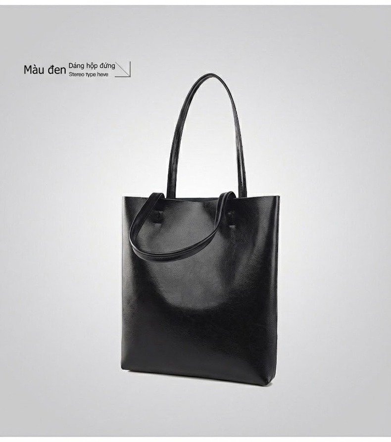 Túi Tote Nữ Da Bò Thời Trang, Túi Xách Tay Nữ Da Thật Sức Chứa Lớn Màu Nâu, Đen chi tiết 17