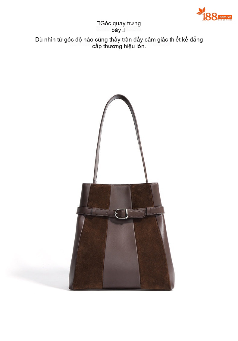 Túi Tote Nữ Da Bò Vintage Cao Cấp, Thiết Kế Độc Đáo Màu Nâu chi tiết 12