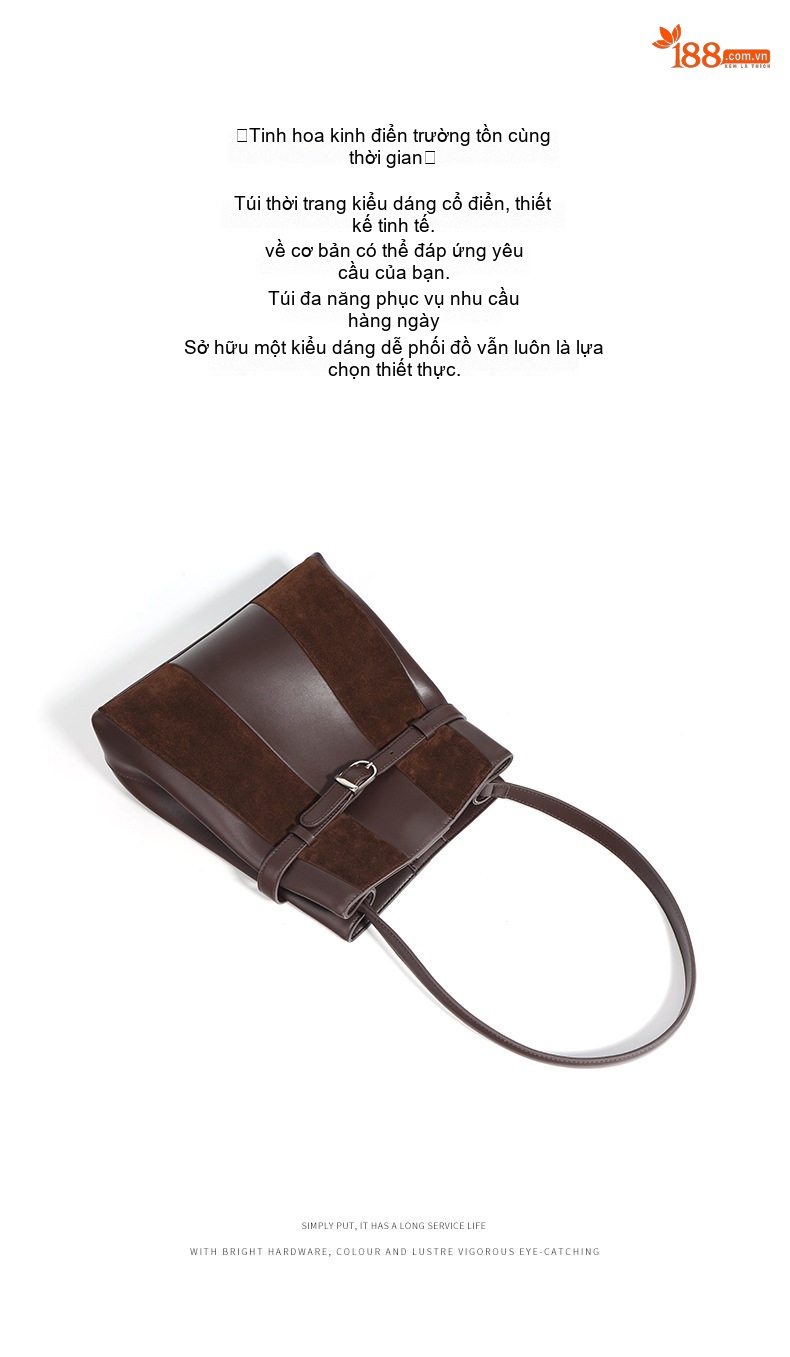 Túi Tote Nữ Da Bò Vintage Cao Cấp, Thiết Kế Độc Đáo Màu Nâu chi tiết 5