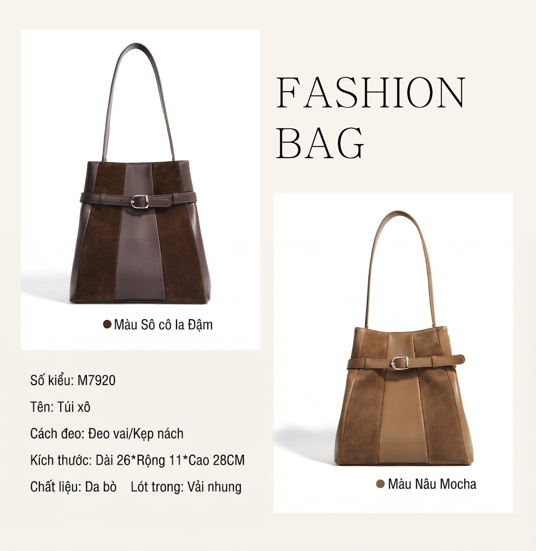 Túi Tote Nữ Da Bò Vintage Cao Cấp, Thiết Kế Độc Đáo Màu Nâu chi tiết 7
