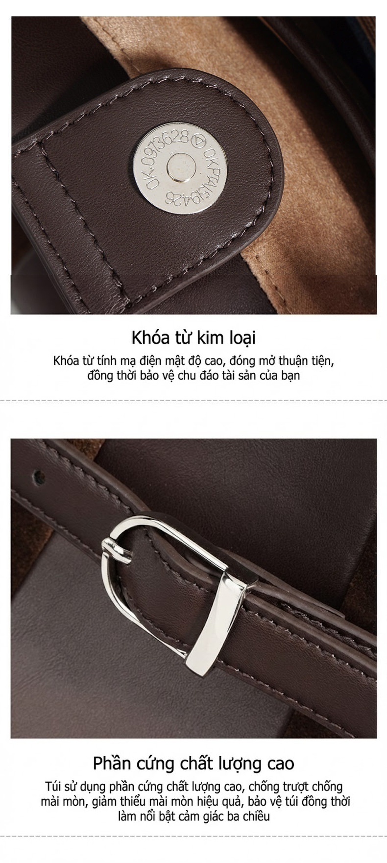 Túi Tote Nữ Da Bò Vintage Cao Cấp, Thiết Kế Độc Đáo Màu Nâu chi tiết 11