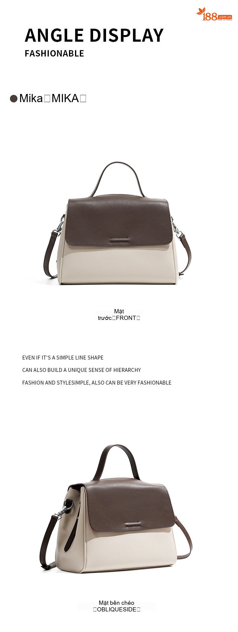 Túi Tote Nữ Da Bóng Công Sở Đựng Laptop Khổ Lớn Màu Nâu, Kem chi tiết 20