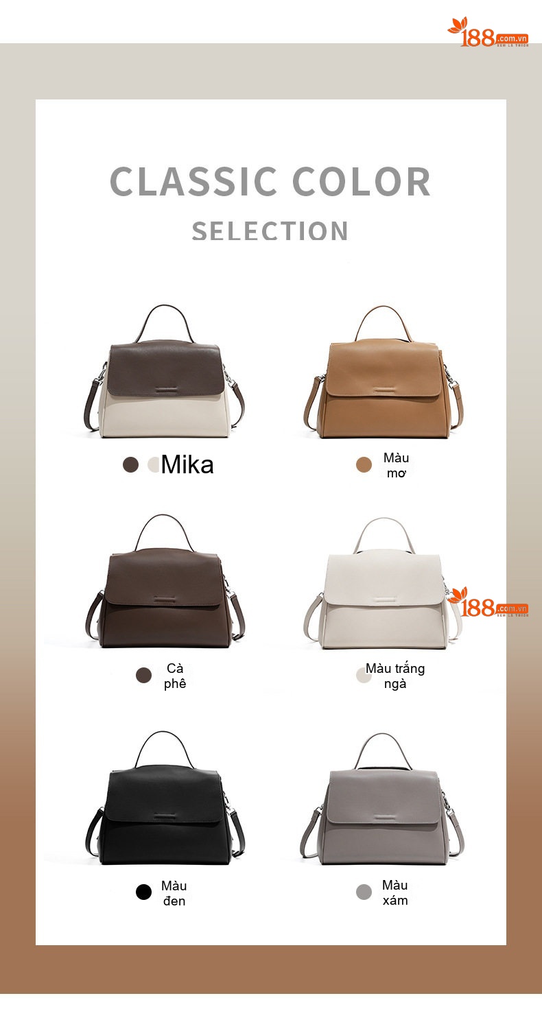 Túi Tote Nữ Da Bóng Công Sở Đựng Laptop Khổ Lớn Màu Nâu, Kem chi tiết 4