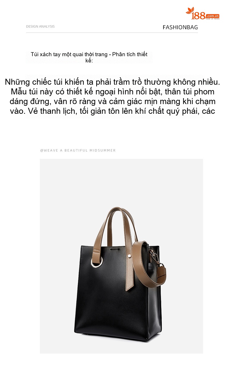 Túi Tote Nữ Da Bóng Công Sở Đựng Vừa A4 Size Lớn Màu Đen, Nâu chi tiết 3