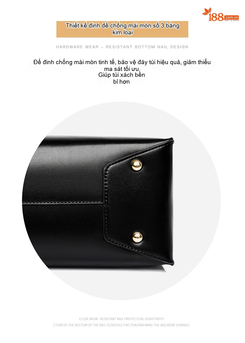Túi Tote Nữ Da Bóng Công Sở Đựng Vừa A4 Size Lớn Màu Đen, Nâu chi tiết 11