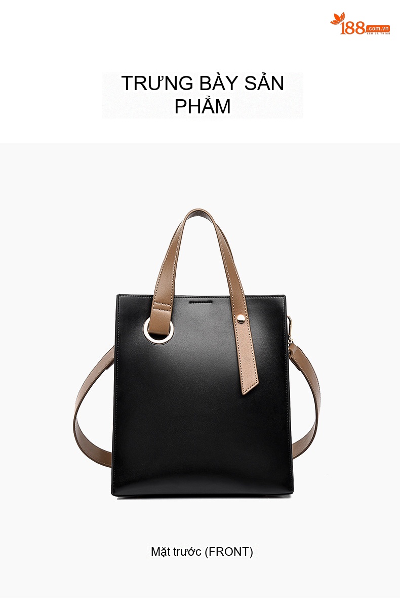 Túi Tote Nữ Da Bóng Công Sở Đựng Vừa A4 Size Lớn Màu Đen, Nâu chi tiết 17