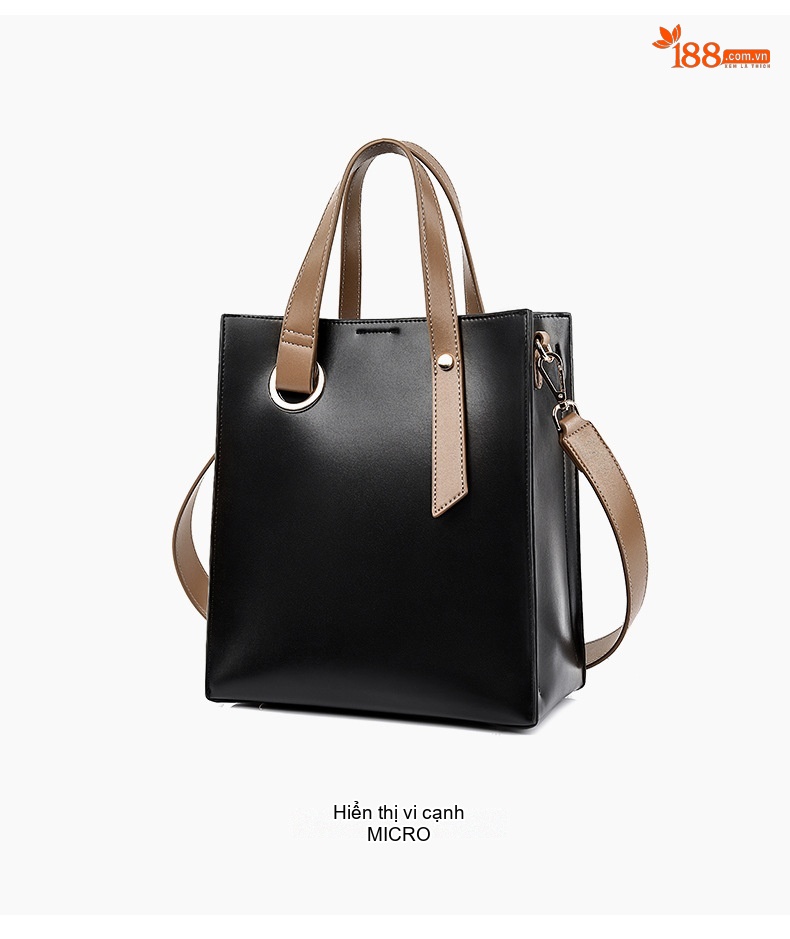 Túi Tote Nữ Da Bóng Công Sở Đựng Vừa A4 Size Lớn Màu Đen, Nâu chi tiết 18