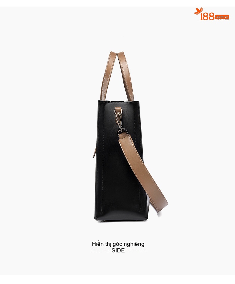 Túi Tote Nữ Da Bóng Công Sở Đựng Vừa A4 Size Lớn Màu Đen, Nâu chi tiết 19
